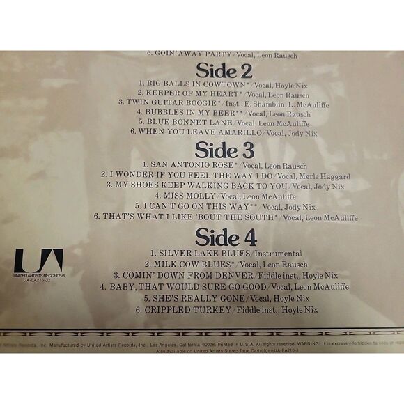 Bob Wills & TX Playboys- For The Last Time OG Vinyl LP, UA Records, EX/UC, 1974 - Picture 5 of 14